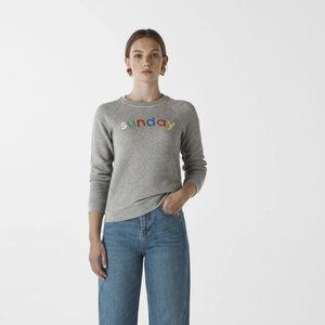 Anthropologie Whistles Sunday Sweatshirt in Gray Marl Rainbow **Closet Closing**